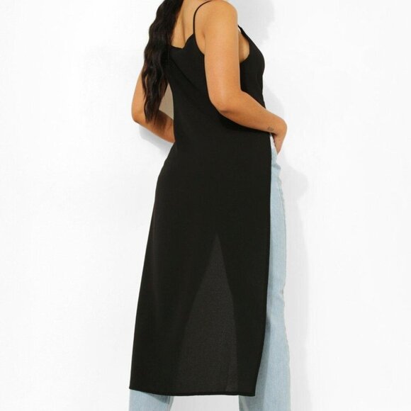 boohoo Maxi Length CAMI Top Layering Scoop Neck Black Ladies 8 NWT GLAM Sold OUT - Picture 1 of 6